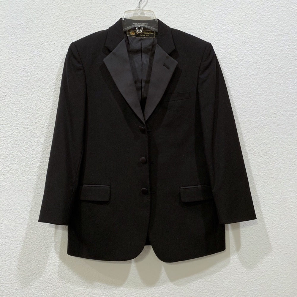 Loro Piana Wool Tuxedo Suit Jacket Small Black 34